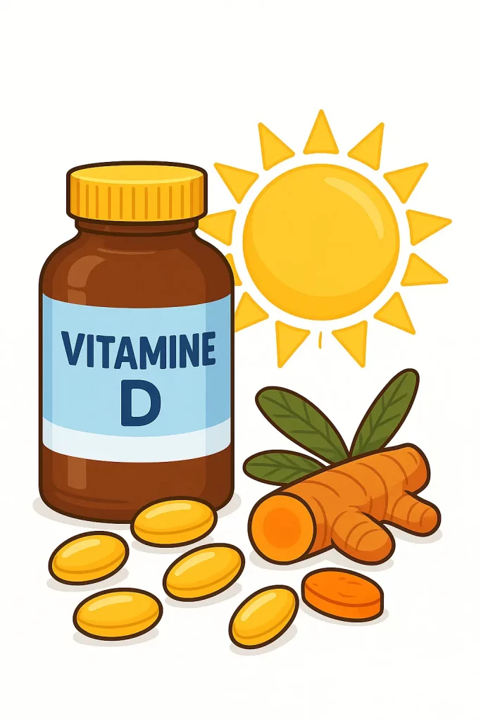 Illustration de compléments alimentaires seniors – vitamine D