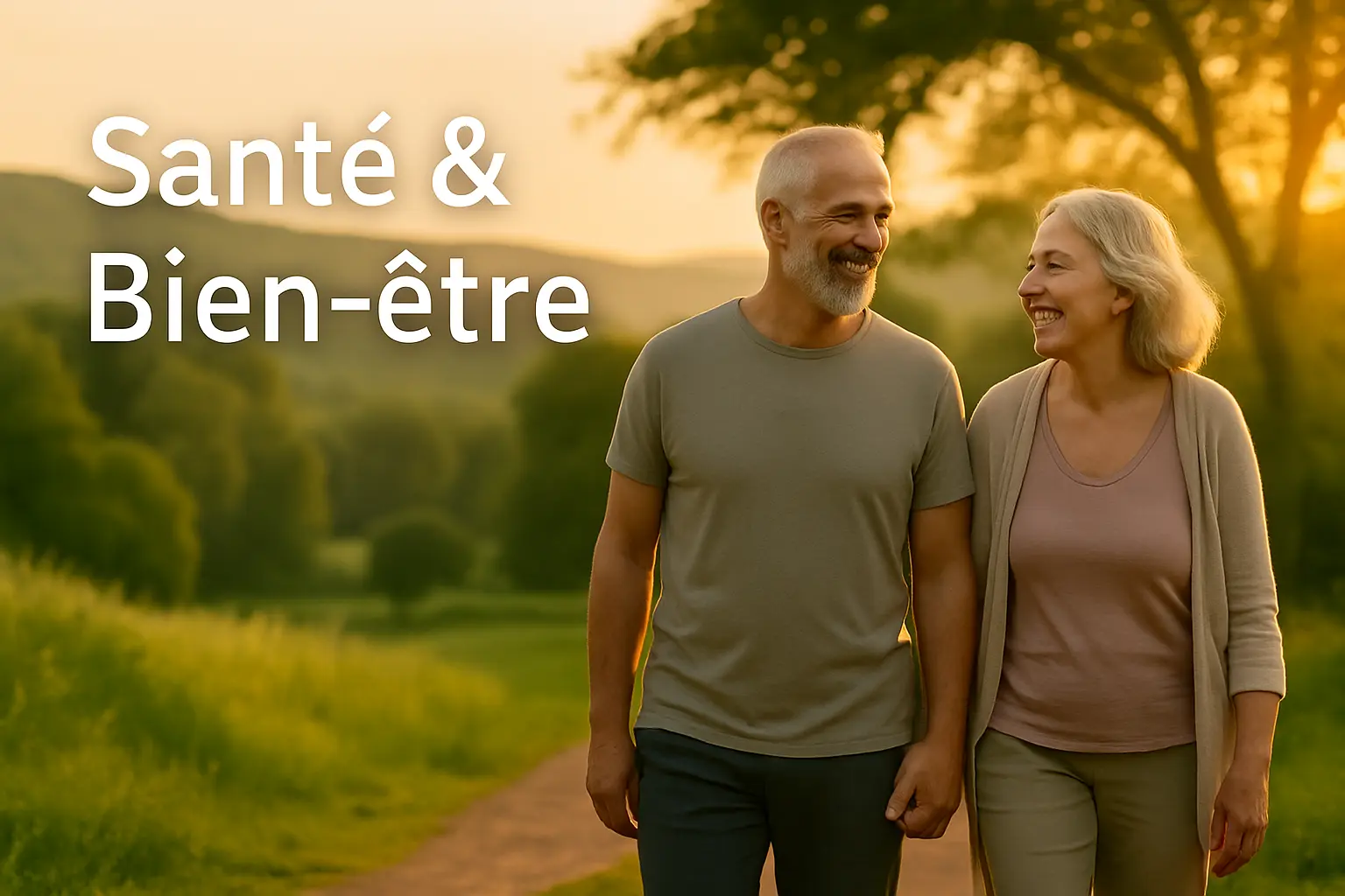 Santé et bien-être pour seniors marchant dans la nature