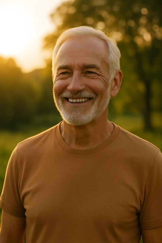 Senior exposé au soleil pour produire de la vitamine D après 60 ans