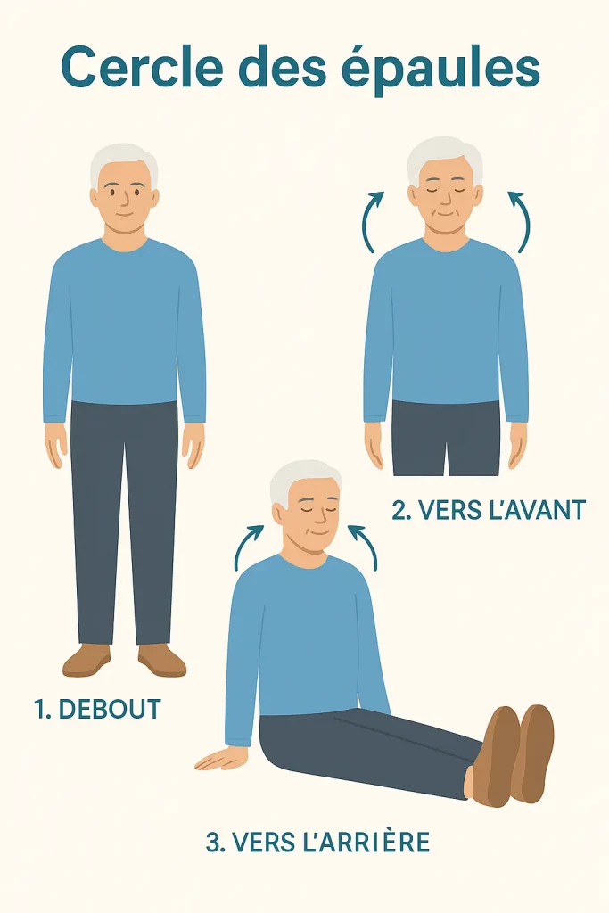 Exercice souplesse senior : cercles des épaules pour relâcher les tensions