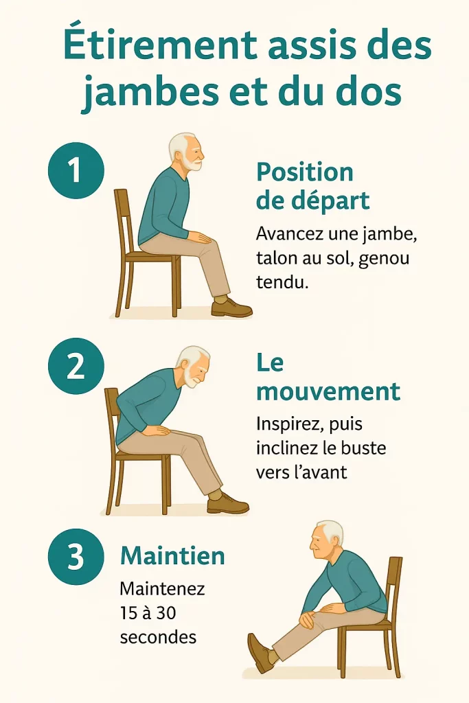 Exercices souplesse seniors - étirement assis