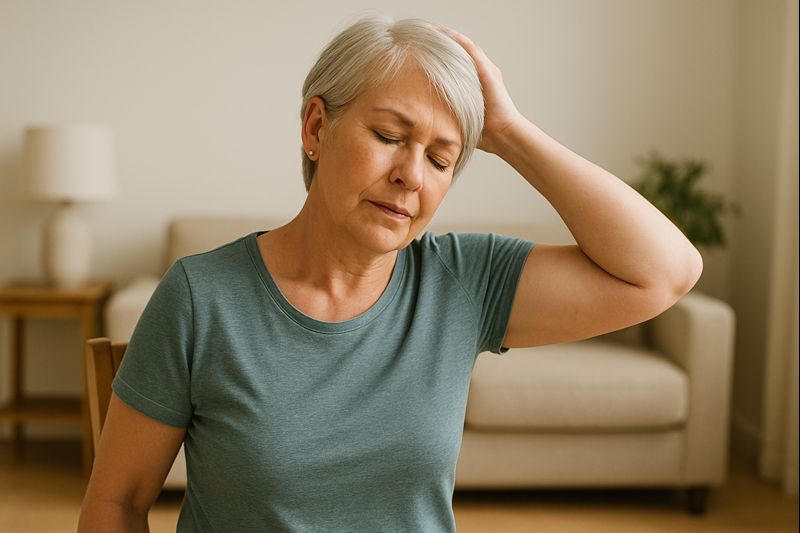 Étirements seniors du cou pour réduire les raideurs cervicales en douceur