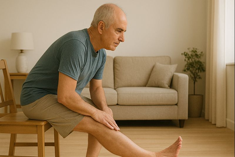 Étirements seniors assis pour assouplir l’arrière des cuisses en sécurité