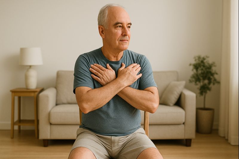 Rotation du haut du dos assis sur une chaise en douceur
